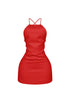 Backstory Lace Up Halter Mini Dress